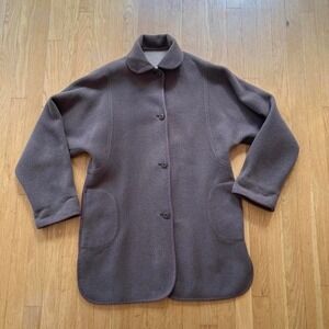 Brown Wool‑Blend Button‑Front Coat